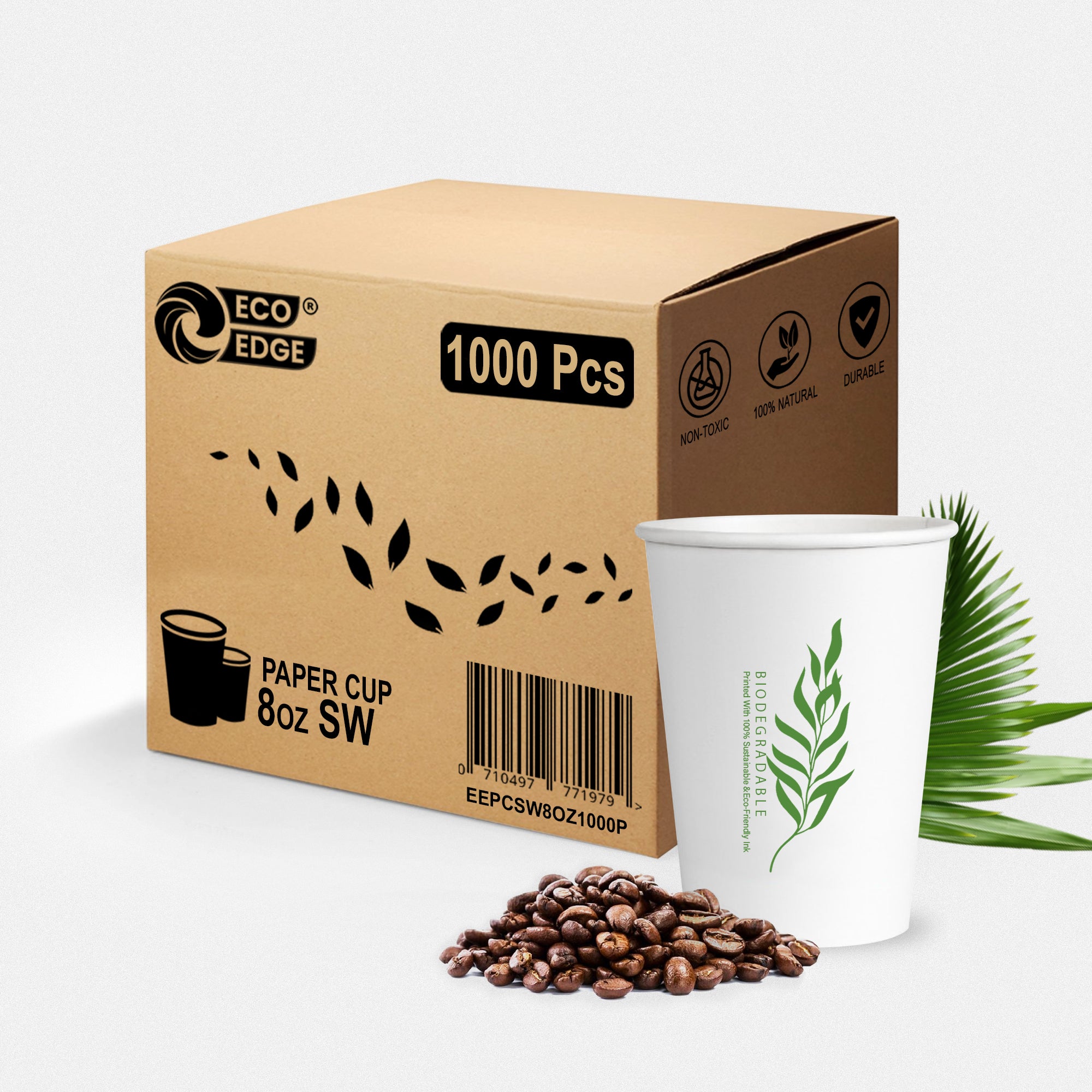 EcoEdge 8 Oz Disposable Heavy-Duty Party Paper Cups | 100% Natural