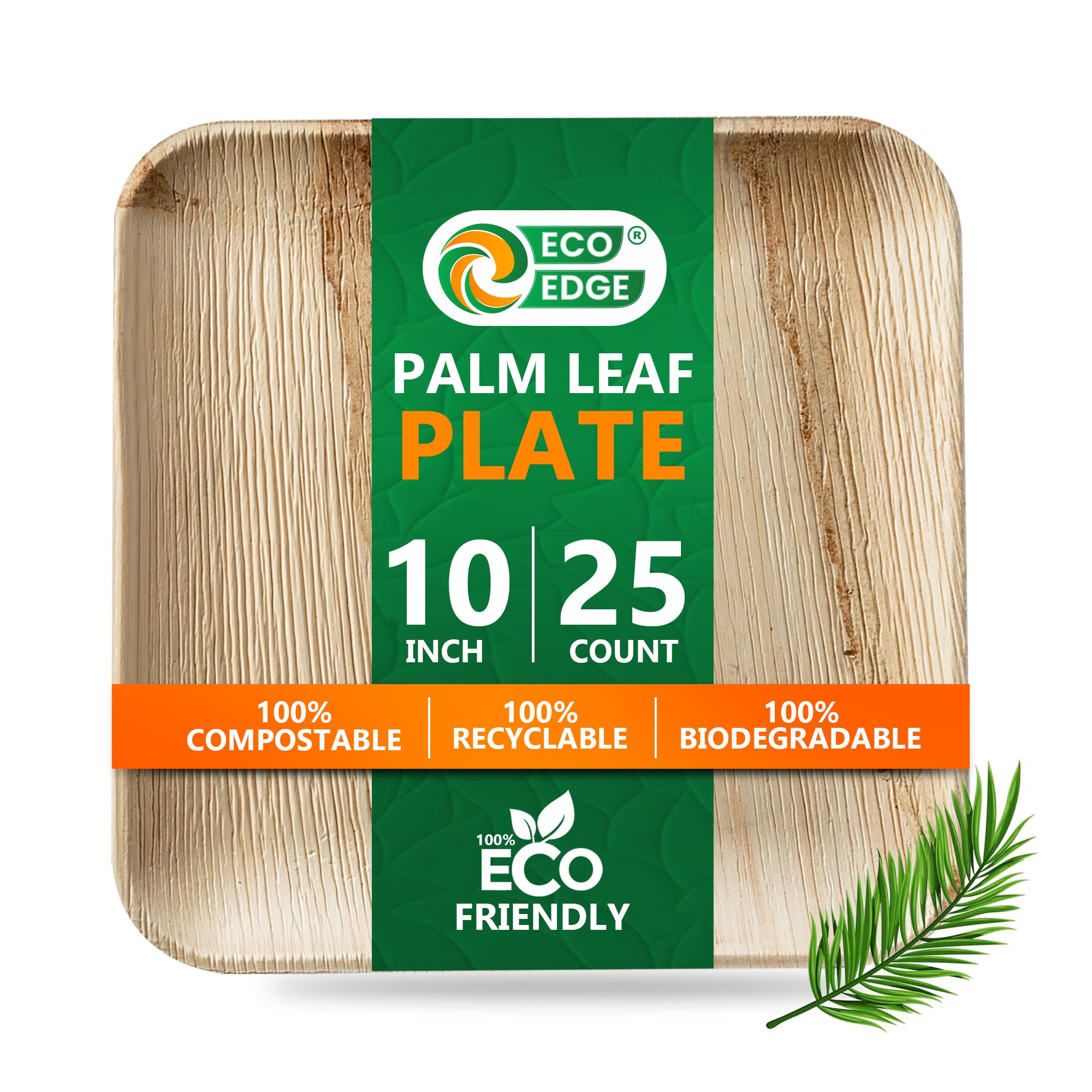 EcoEdge Square Areca Palm Leaf Plates | 100% Zero Waste