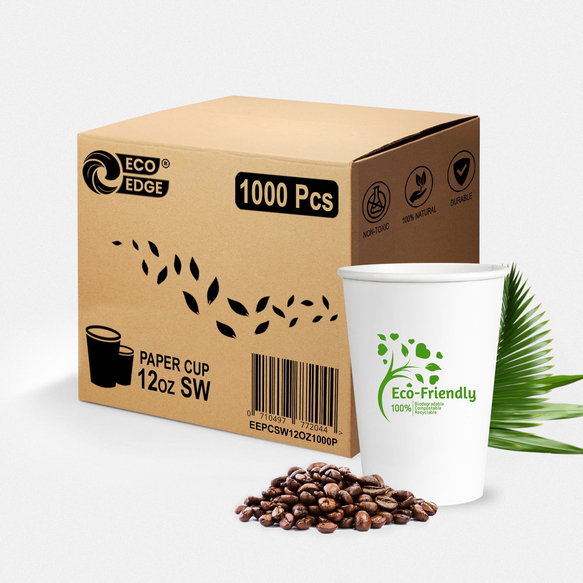 EcoEdge 12 Oz Disposable, Single Wall Paper Cups | 100% Natural