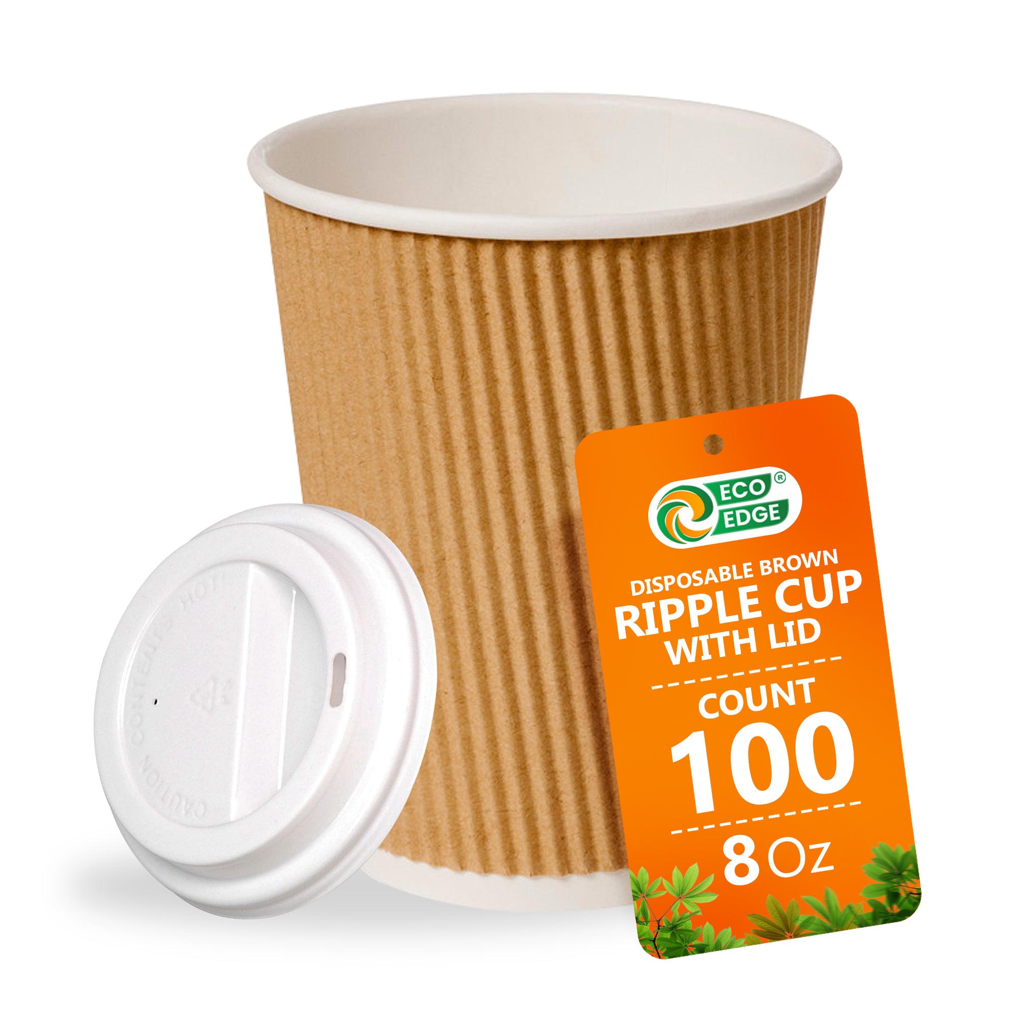 EcoEdge 8 Oz Disposable Heavy-Duty Ripple Cups | 100% Compostable