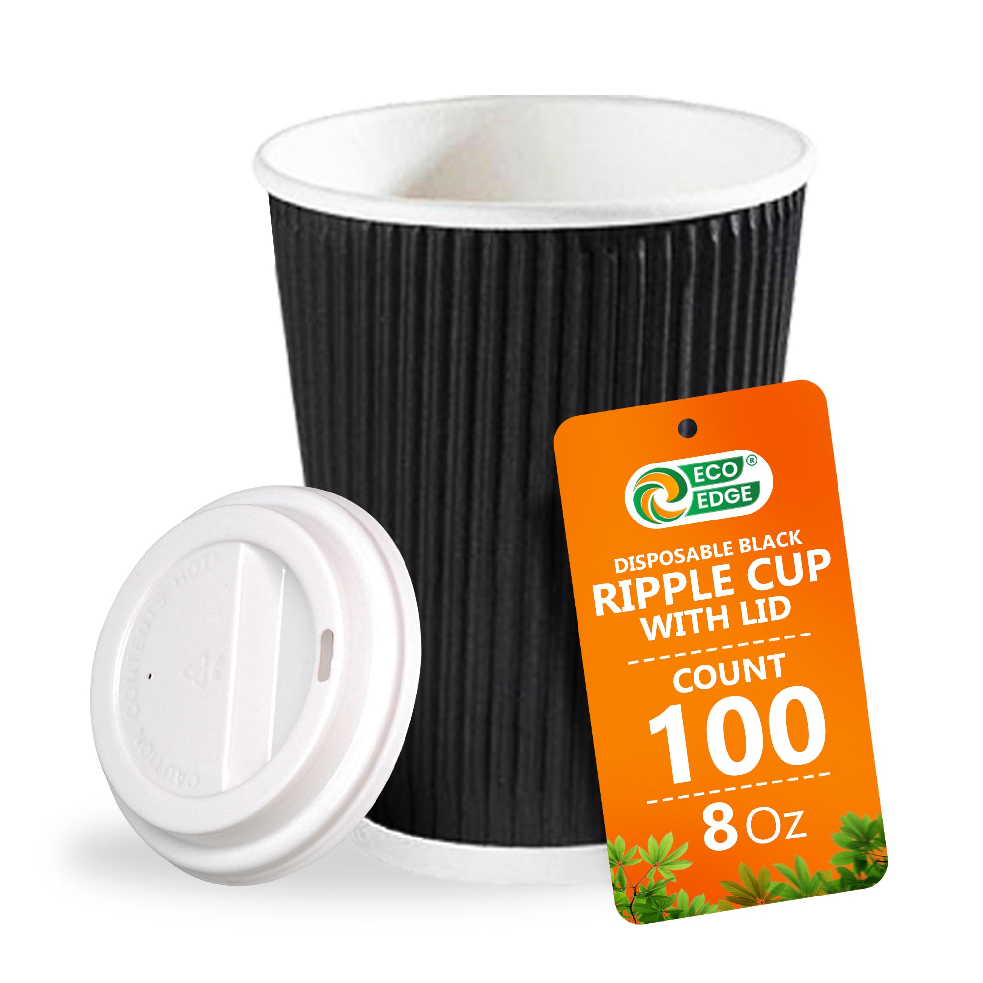 EcoEdge 8 Oz Disposable Heavy-Duty Ripple Cups | 100% Compostable
