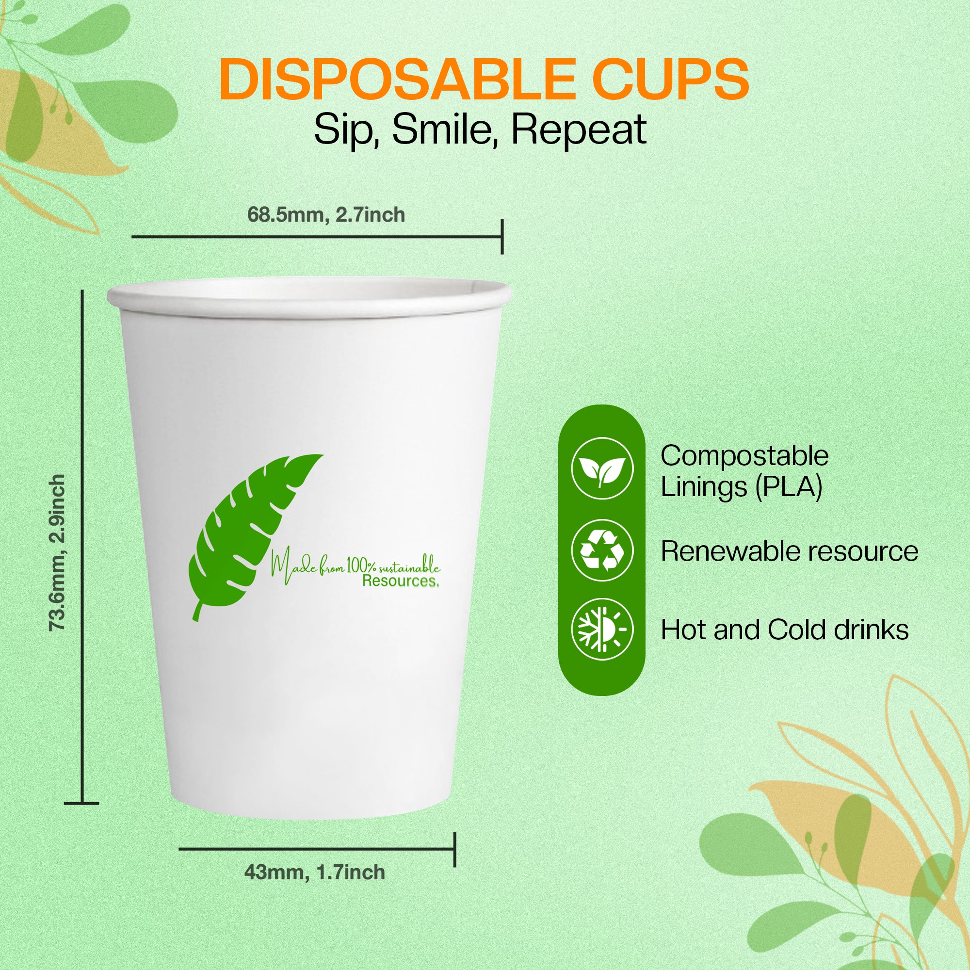 EcoEdge Disposable Heavy-Duty Party Paper Cups | 100% Sustainable