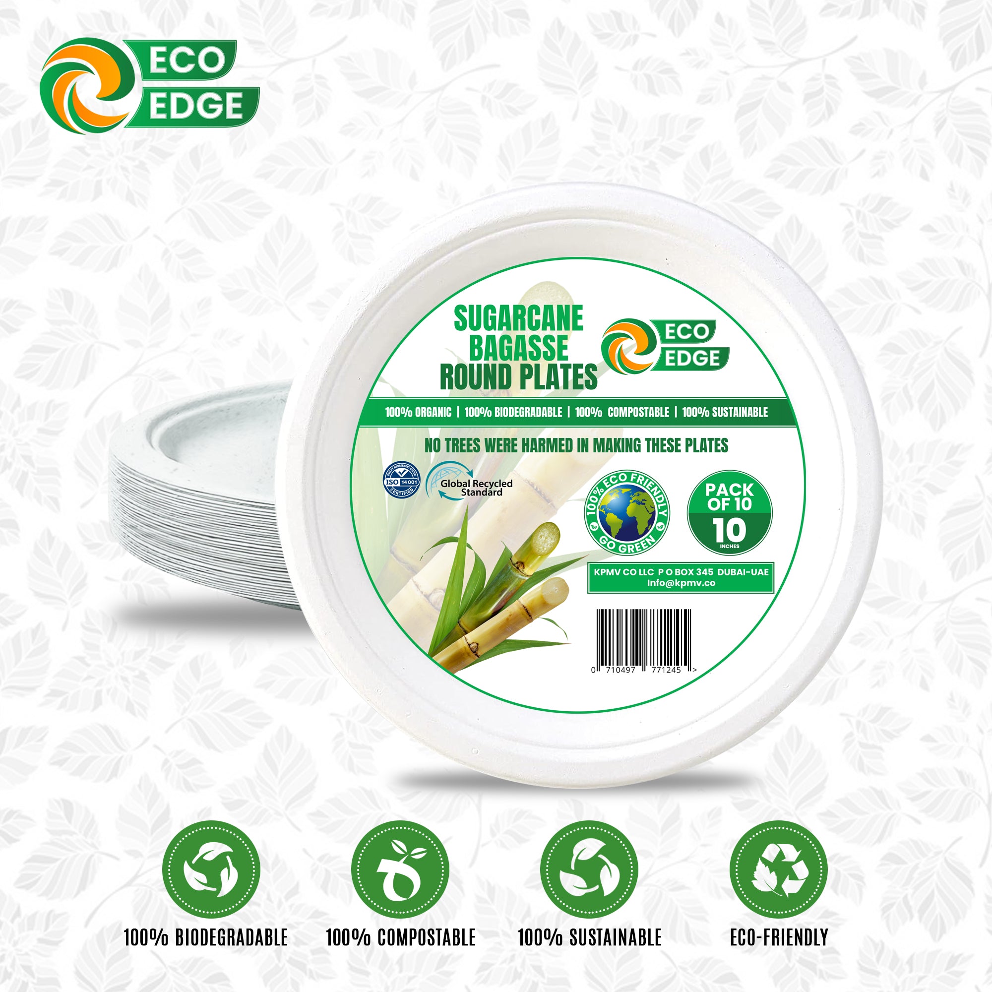 EcoEdge Round White Disposable Bagasse Plates | 100% Compostable
