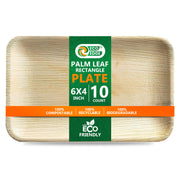 EcoEdge 6x4 Inch Rectangle Areca Palm Leaf Plates | 100% Biodegradable