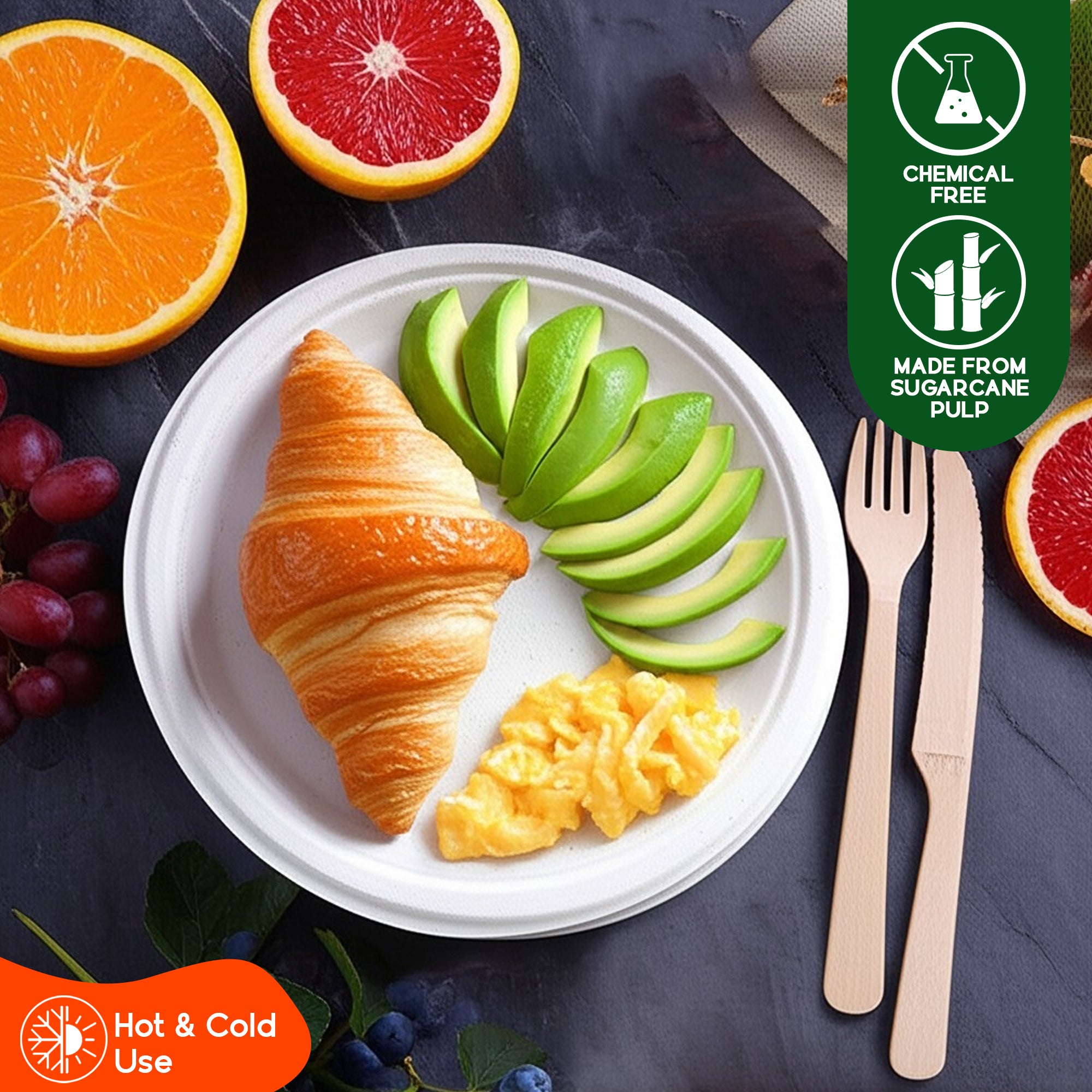 EcoEdge Round White Disposable Bagasse Plates | 100% Compostable