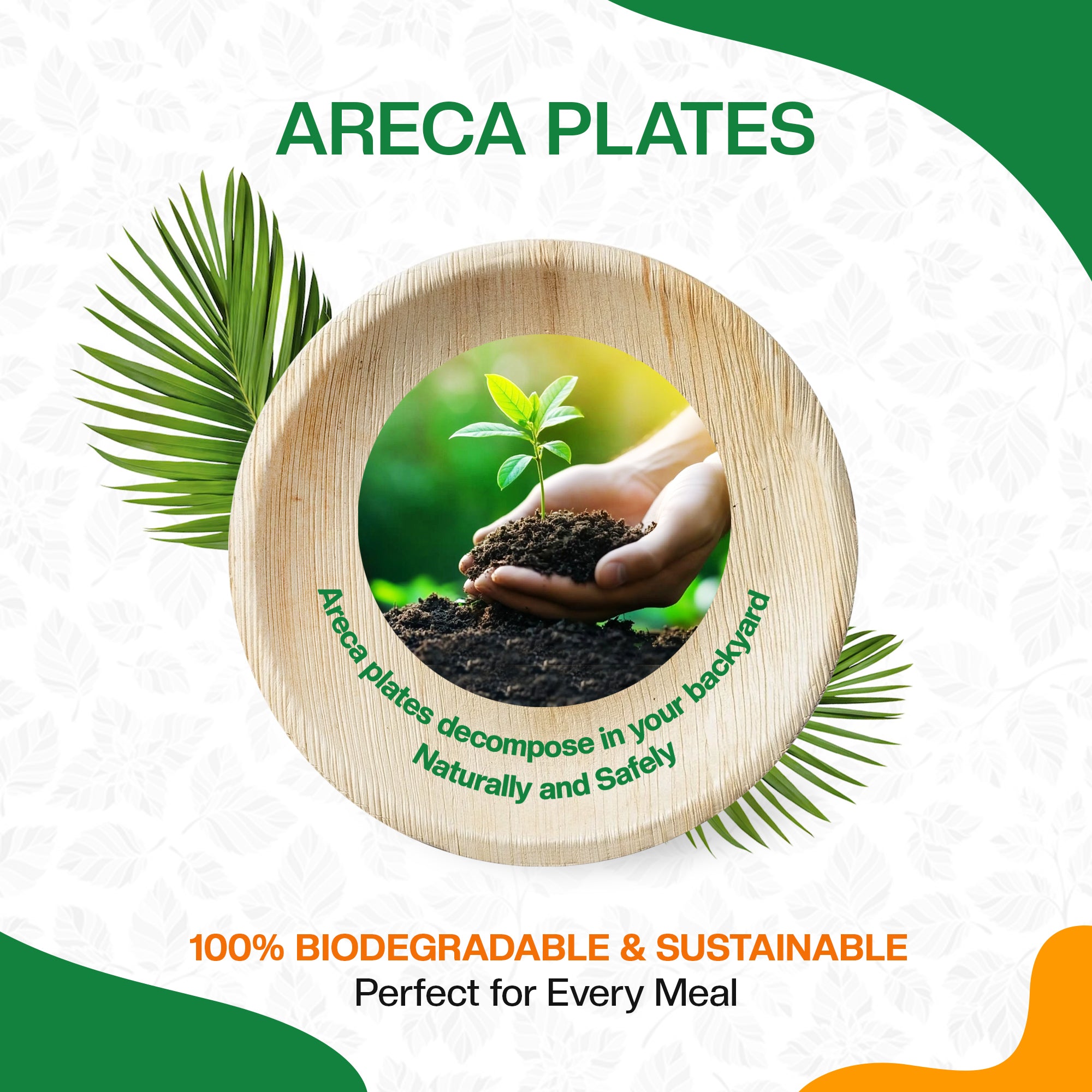 EcoEdge 7 Inch Round Areca Palm Leaf Plates | 100% Compostable